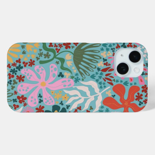 Botanische Boho Series Turquoise Case-Mate iPhone Case (Achterkant (horizontaal))
