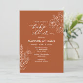 Botanische Boho Terracotta Floral Baby shower Kaart (Staand voorkant)
