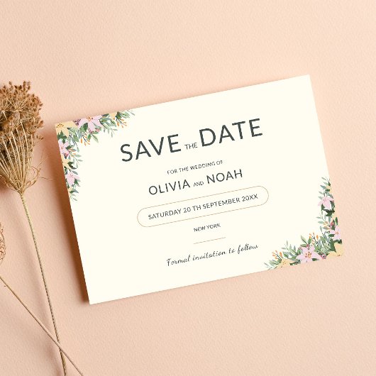Botanische boho trouwkaart save the date