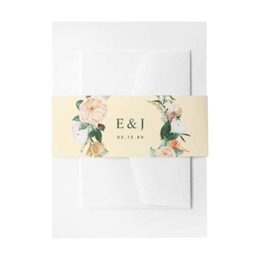 Botanische Boho Waterverf Floral Greenery Yellow Uitnodigingen Wikkel (Voorkant Voorbeeld)