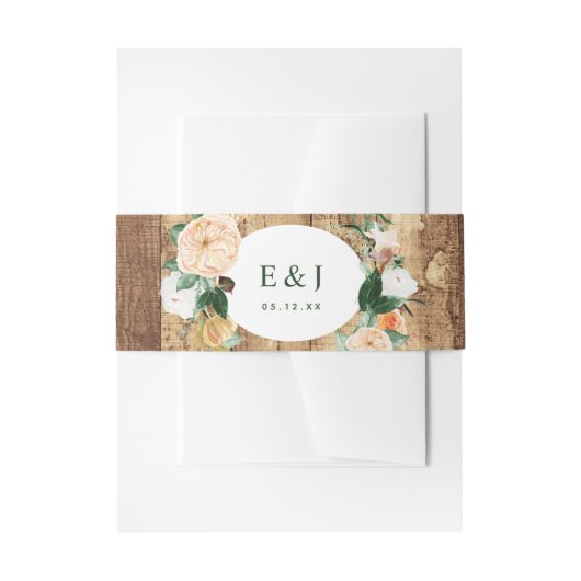 Botanische Boho Waterverf Rustisch Boerderij Houtb Uitnodigingen Wikkel (Voorkant Voorbeeld)