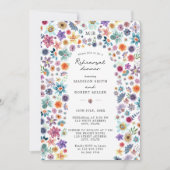 Botanische Boho Wildflower bruiloft repetitie dine Kaart (Voorkant)