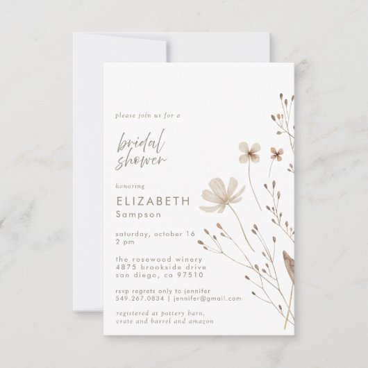 Botanische Boho Wildflower Floral Vrijgezellenfees Kaart (Voorkant)