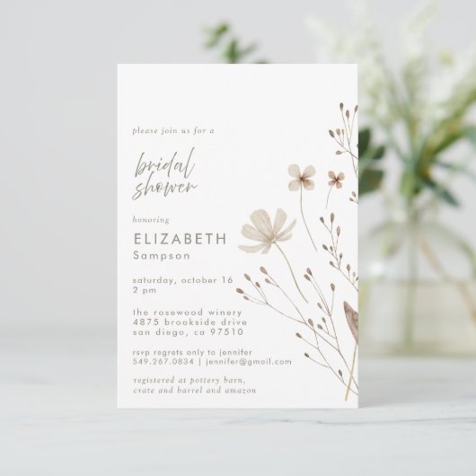 Botanische Boho Wildflower Floral Vrijgezellenfees Kaart (Staand voorkant)