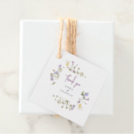 Botanische Boho Wildflowers lila Script bruiloft Bedankjes Labels