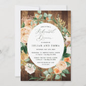 Botanische Boho Woodgrain Rustic Rehearsal Dinner Kaart (Voorkant)