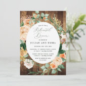 Botanische Boho Woodgrain Rustic Rehearsal Dinner Kaart (Staand voorkant)