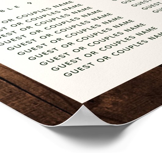 Botanische Boho Woodgrain Wedding Seding Chart Poster (Hoek)