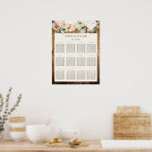 Botanische Boho Woodgrain Wedding Seding Chart Poster (Keuken)