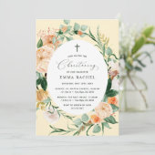 Botanische Boho Yellow Christening gepersonaliseer Kaart (Staand voorkant)