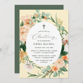 Botanische Boho Yellow Christening gepersonaliseer Kaart