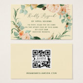 Botanische Boho Yellow Weddenschap QR-code RSVP-ka Visitekaartje (Voorkant /achterkant)