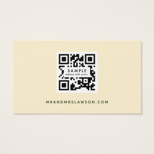 Botanische Boho Yellow Weddenschap QR-code RSVP-ka Visitekaartje (Achterkant)