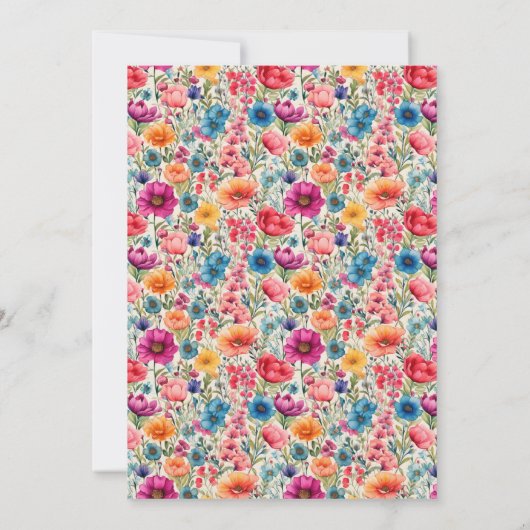 Botanische Bold Blooms Elegante Wildflower Wedding Kaart (Achterkant)