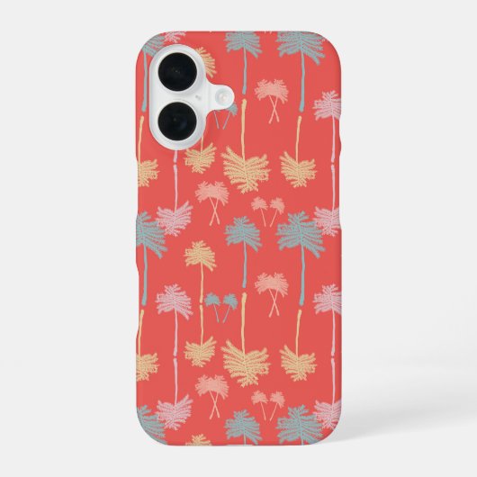 Botanische bomen in het koraal iPhone 16 hoesje (Achterkant)