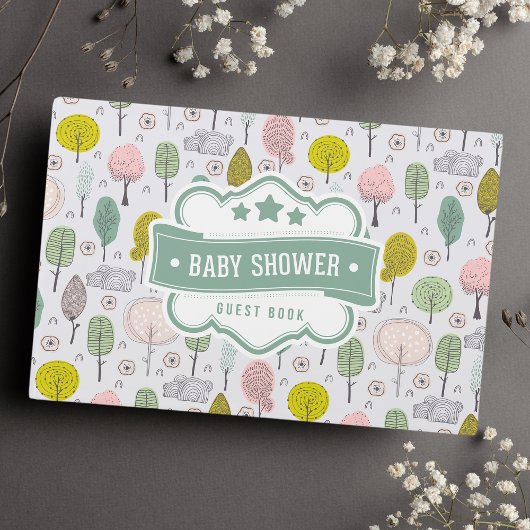 Botanische bomen Natuur Baby shower Gastenboek