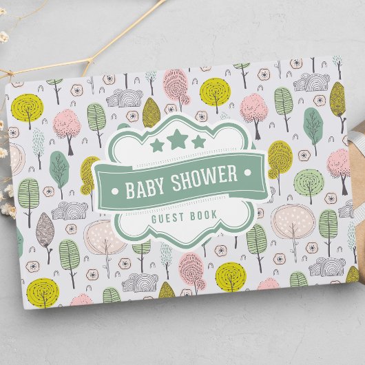 Botanische bomen Natuur Baby shower Gastenboek