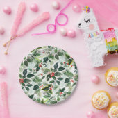 Botanische bonte winterbessen patroon Kerstmis Papieren Bordje (Feest)