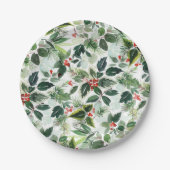 Botanische bonte winterbessen patroon Kerstmis Papieren Bordje (Voorkant)