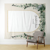 Botanische boog beige trouwfotobooth achtergrond wandkleed (In Situ (horizontaal))