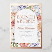 Botanische boog Brunch & Bubbly Vrijgezellenfeest Folie Uitnodiging (Voorkant)