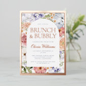 Botanische boog Brunch & Bubbly Vrijgezellenfeest Folie Uitnodiging (Staand Voorkant)