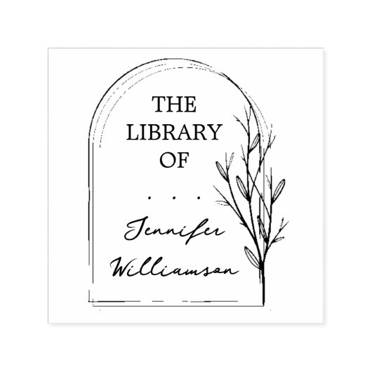 Botanische boog Hand-getrokken aangepaste naam Bib Zelfinktende Stempel (Design)