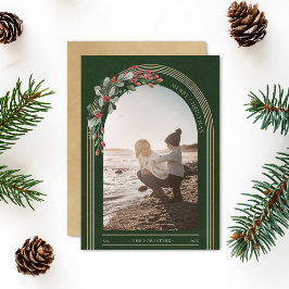 Botanische Boog Moderne Foto Kerst Feestdagenkaart