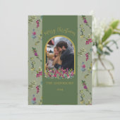 Botanische boog waterverf bessen kerstkaart (Staand voorkant)