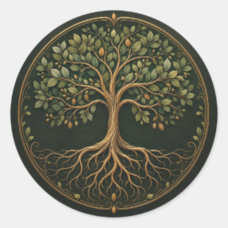 Botanische Boom, Boom des Levens, Ronde Sticker