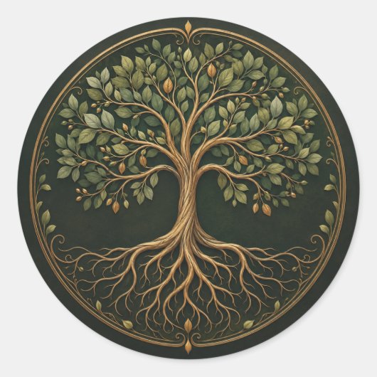 Botanische Boom, Boom des Levens, Ronde Sticker (Voorkant)