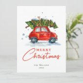  botanische boom Waterverf kerst Feestdagenkaart (Staand voorkant)