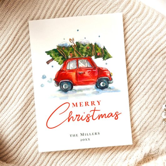  botanische boom Waterverf kerst Feestdagenkaart