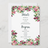 Botanische bordeaux roze groene bloemen Details Pr Kaart (Voorkant)