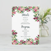 Botanische bordeaux roze groene bloemen Details Pr Kaart (Staand voorkant)