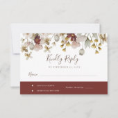 Botanische Bordeaux Waterverf Bruiloft RSVP Kaartje (Voorkant)