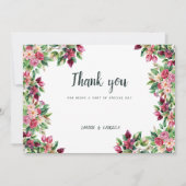 Botanische bordeauxrode groene bloemen Bedankt Kaart (Voorkant)