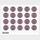 Botanische bordeauxrode monogram ronde sticker (Vel)