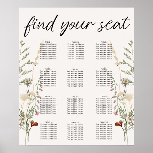  botanische borduurstoelenkaart poster (Voorkant)