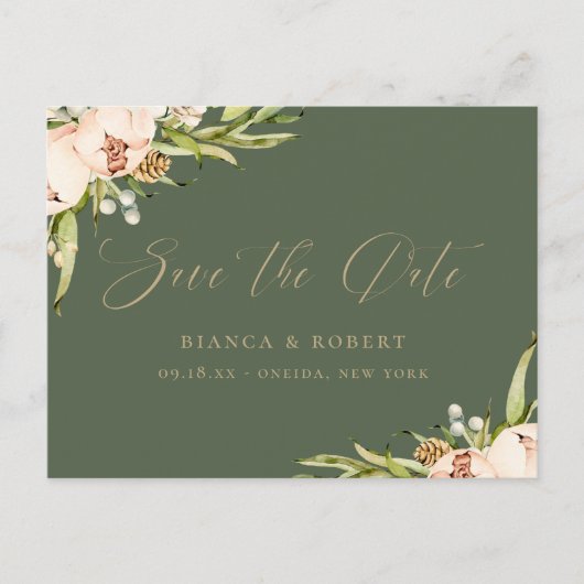 Botanische bos Bloemen Save the Date Aankondiging (Voorkant)