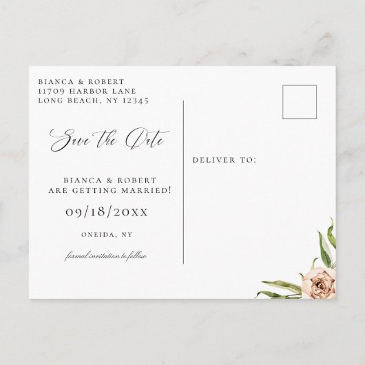 Botanische bos Bloemen Save the Date Aankondigingskaart (Achterkant)