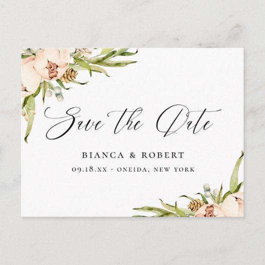 Botanische bos Bloemen Save the Date Aankondigingskaart (Voorkant)