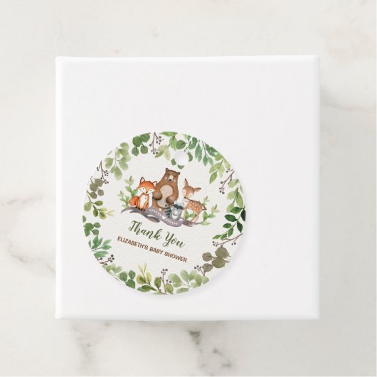 Botanische bosdieren Verjaardagsdouche Bedankjes Labels (In situ)