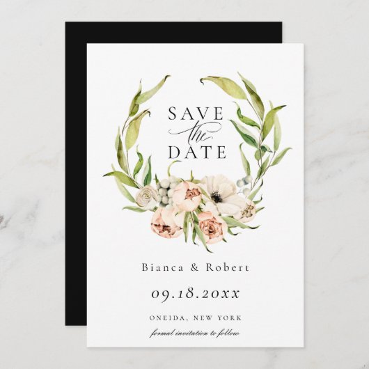 Botanische bosgrond met grote kans om de datum op aankondiging (Voorkant / Achterkant)