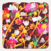 Botanische bosvogel Paradise Vierkante Sticker (Voorkant)