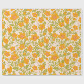 Botanische  boterbloem cadeaupapier (Vlak)