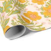 Botanische  boterbloem cadeaupapier (Rol Hoek)