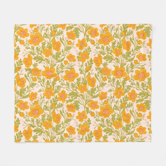 Botanische boterbloem fleece deken (Voorkant (Horizontaal))