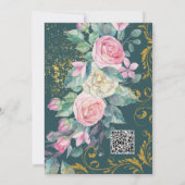 Botanische Bouquet Magenta Faux Gold Glitter Swirl Kaart (Achterkant)