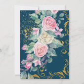 Botanische Bouquet met Faux Gold Glitter Swirls Kaart (Achterkant)